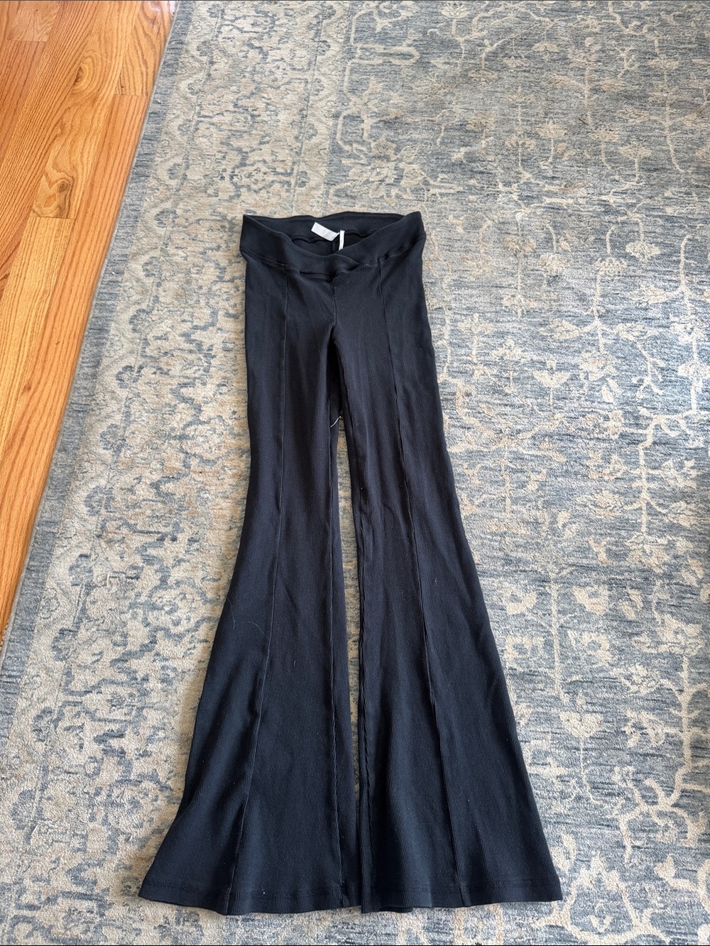 Free People Ribbed Wide-Leg Lounge Pants in Black